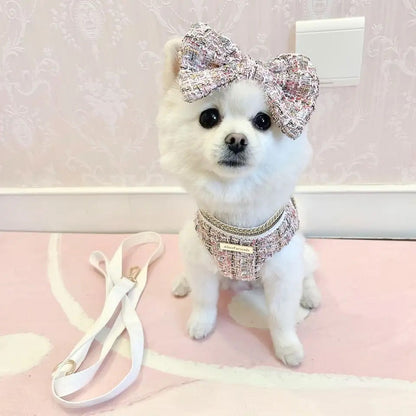 Dog Harness & Leash Set | Isabella Tweed Bow Walking Set