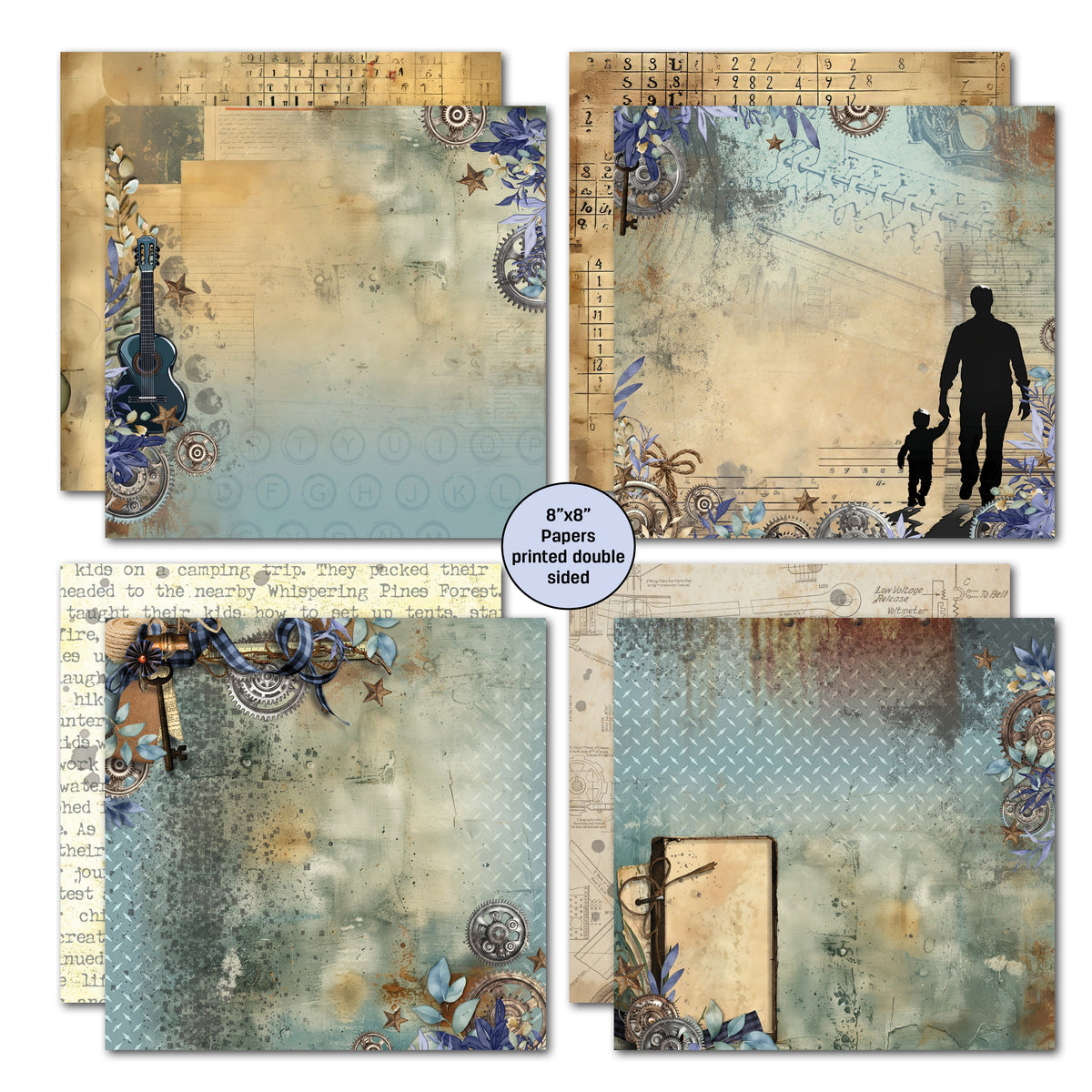 Pack de papier 8x8 Father Figure 3Quarter Designs