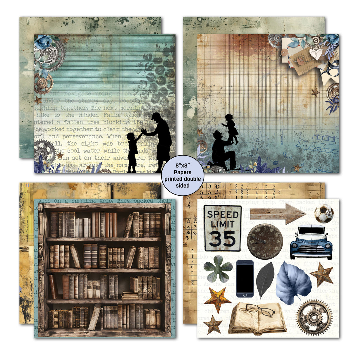 Pack de papier 8x8 Father Figure 3Quarter Designs