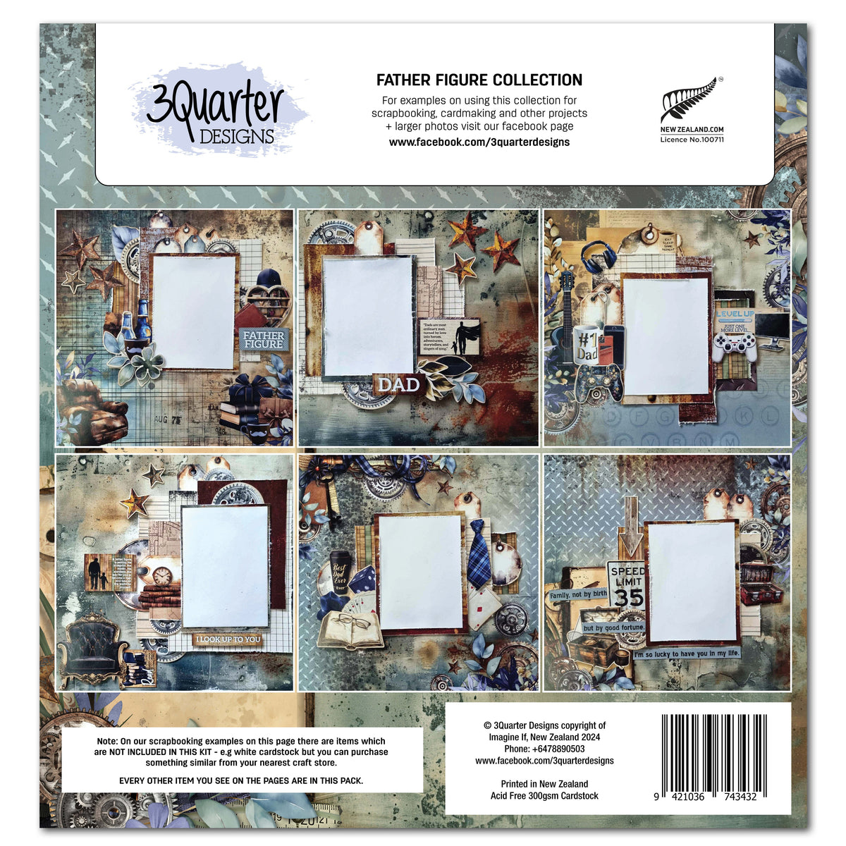 3Quarter Designs Papier Design & Die-Cuts 30x30 cm Father Figure