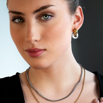 FILMORA : Boucles d'oreilles créoles géométriques-chic double anneau en métaux mélangés