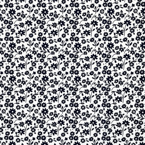 Fiori 2 par Gordon Fabrics - Blanc à fleurs noires