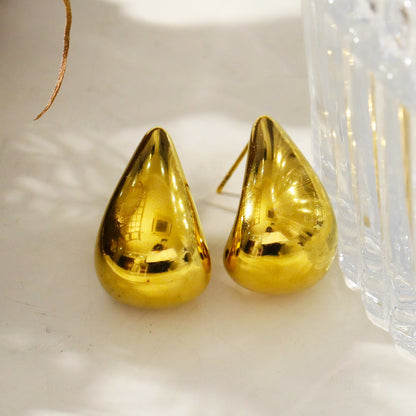 FORIA Gold : Boucles d'oreilles clous gouttelettes style épais légères - Affirmation de soi