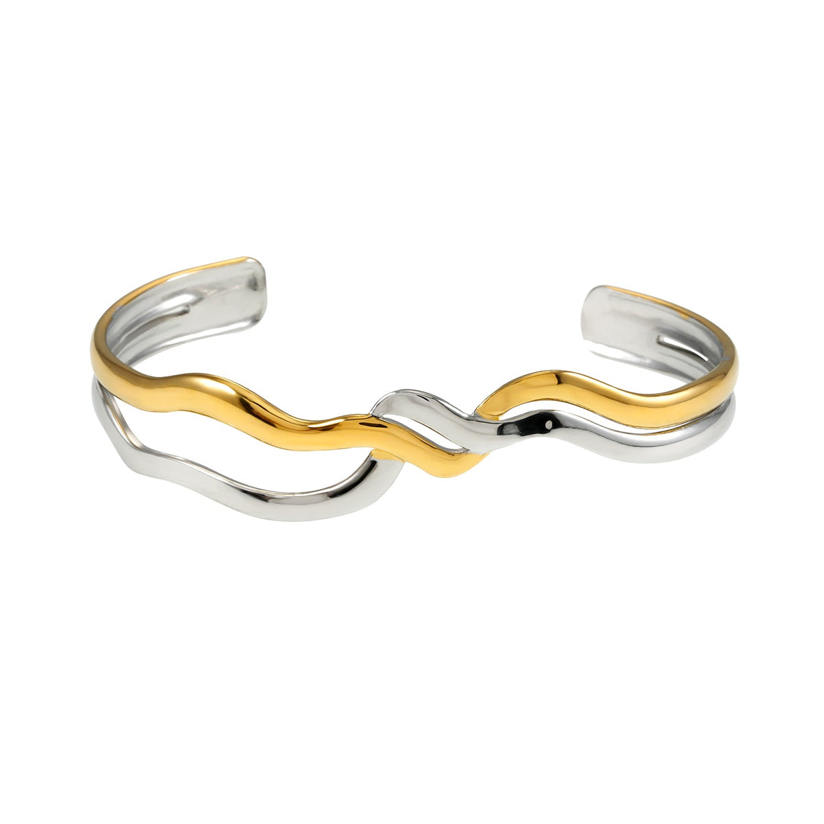 FREDRIKA : Bracelet chic géométrique abstrait en métaux mélangés