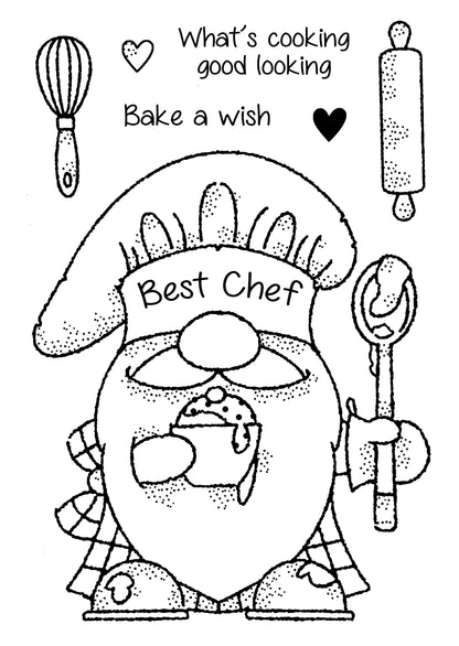 Tampon Woodware Clear Singles Gnome Chef 4 po x 6 po