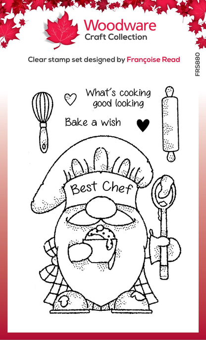 Tampon Woodware Clear Singles Gnome Chef 4 po x 6 po