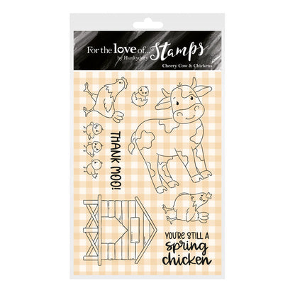 For the Love of Stamps - Cheery Cow & Chickens