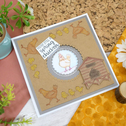 For the Love of Stamps - Cheery Cow & Chickens