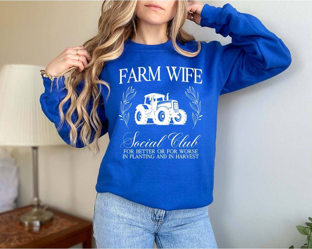 Club social des femmes d'agriculteurs unisexe col rond | Vêtements de ferme | Vêtements de prairie