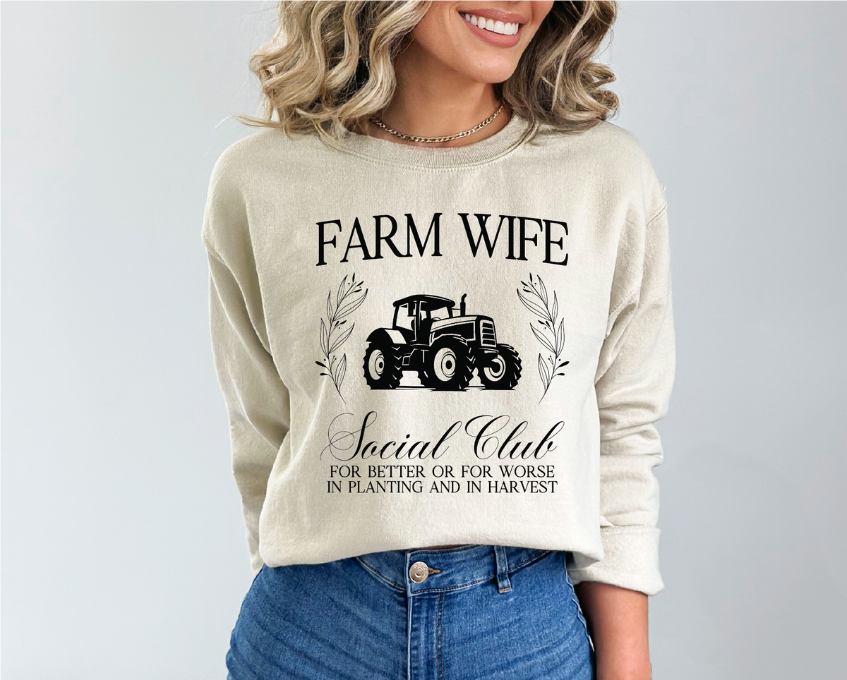 Club social des femmes d'agriculteurs unisexe col rond | Vêtements de ferme | Vêtements de prairie