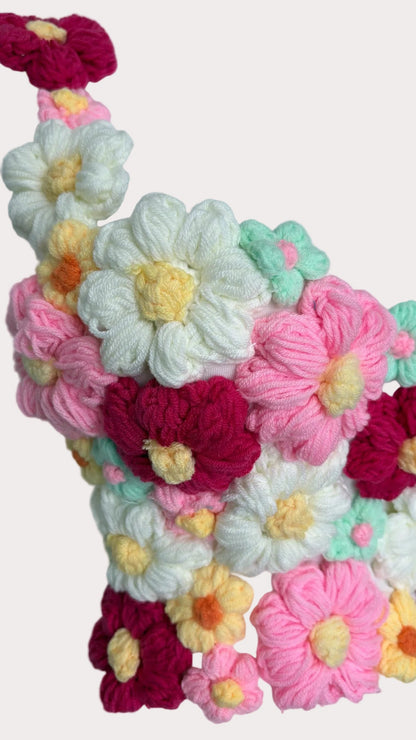 Haut en crochet floral multicolore
