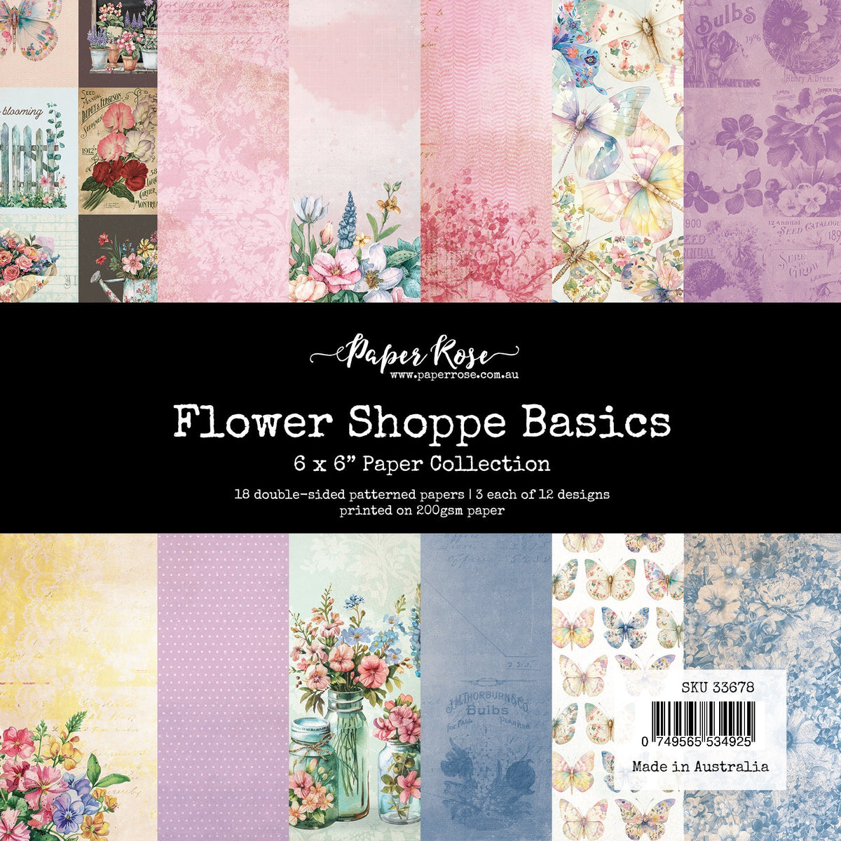Collection de papiers « Flower Shoppe Basics » 15x15 cm 33678