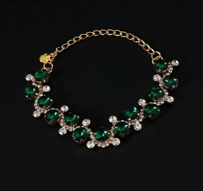 Collier pour chien émeraude – Collier de luxe en strass pour animaux de compagnie
