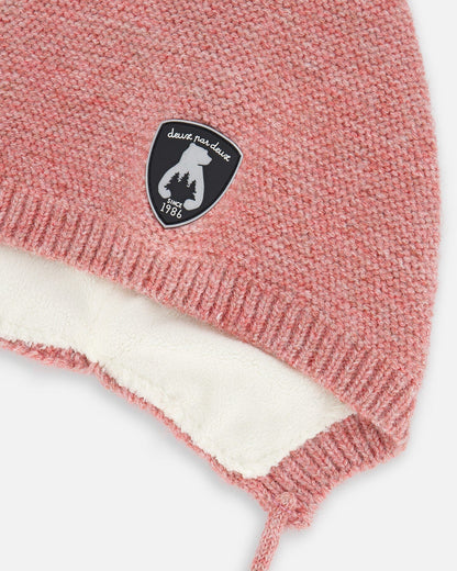 Bonnet tricoté pointu pour bébé en rose
