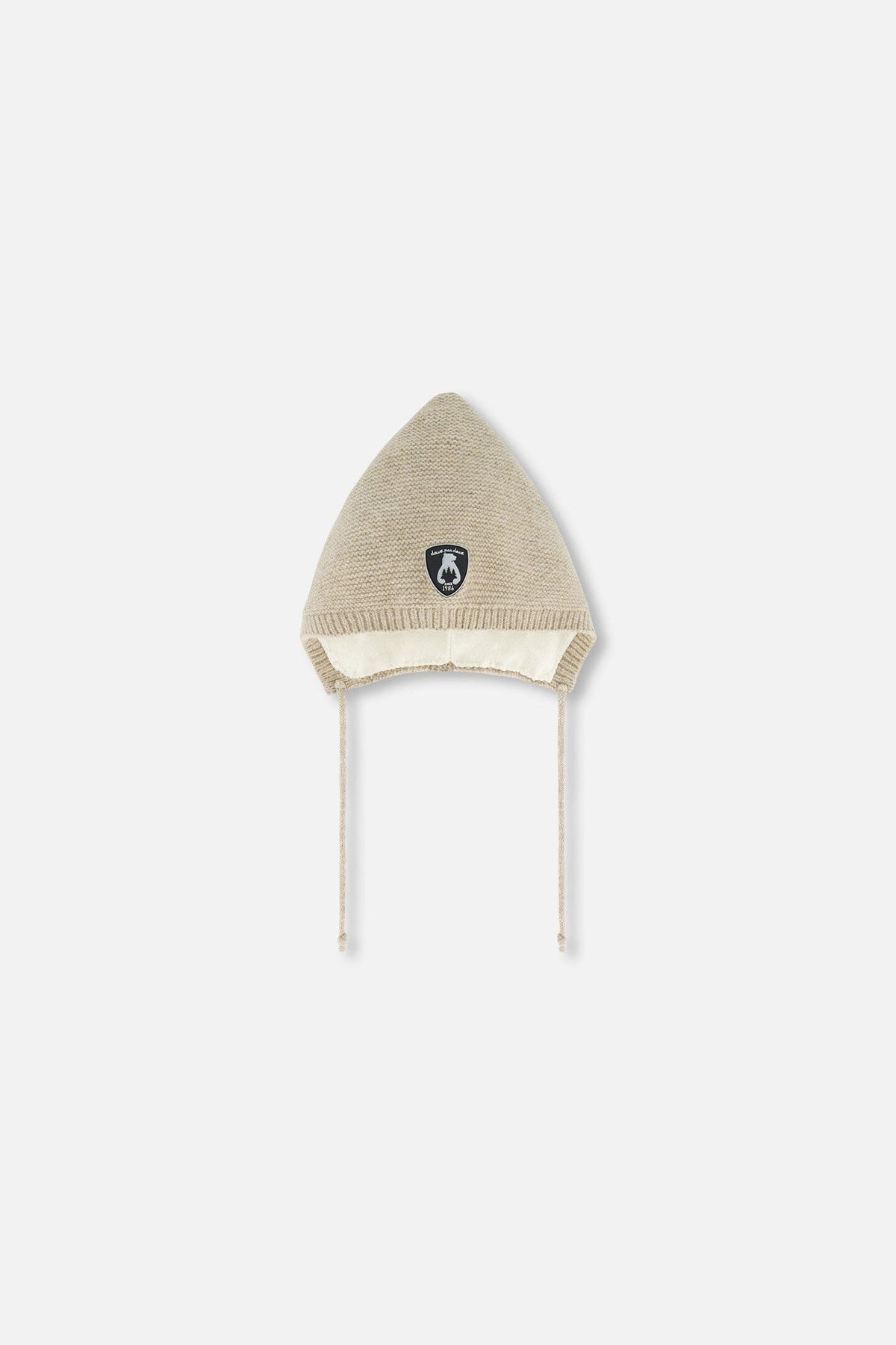 Bonnet pointu en tricot beige pour bébé