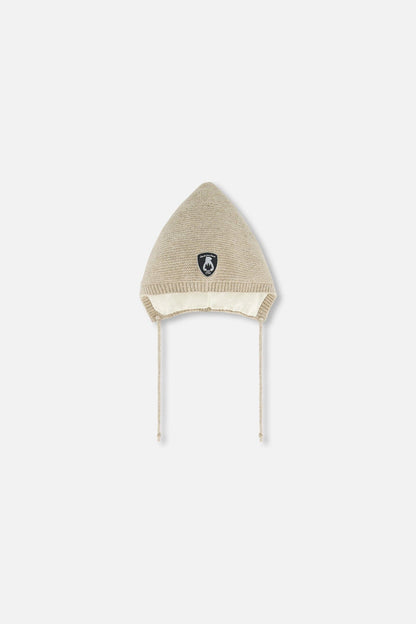 Bonnet pointu en tricot beige pour bébé