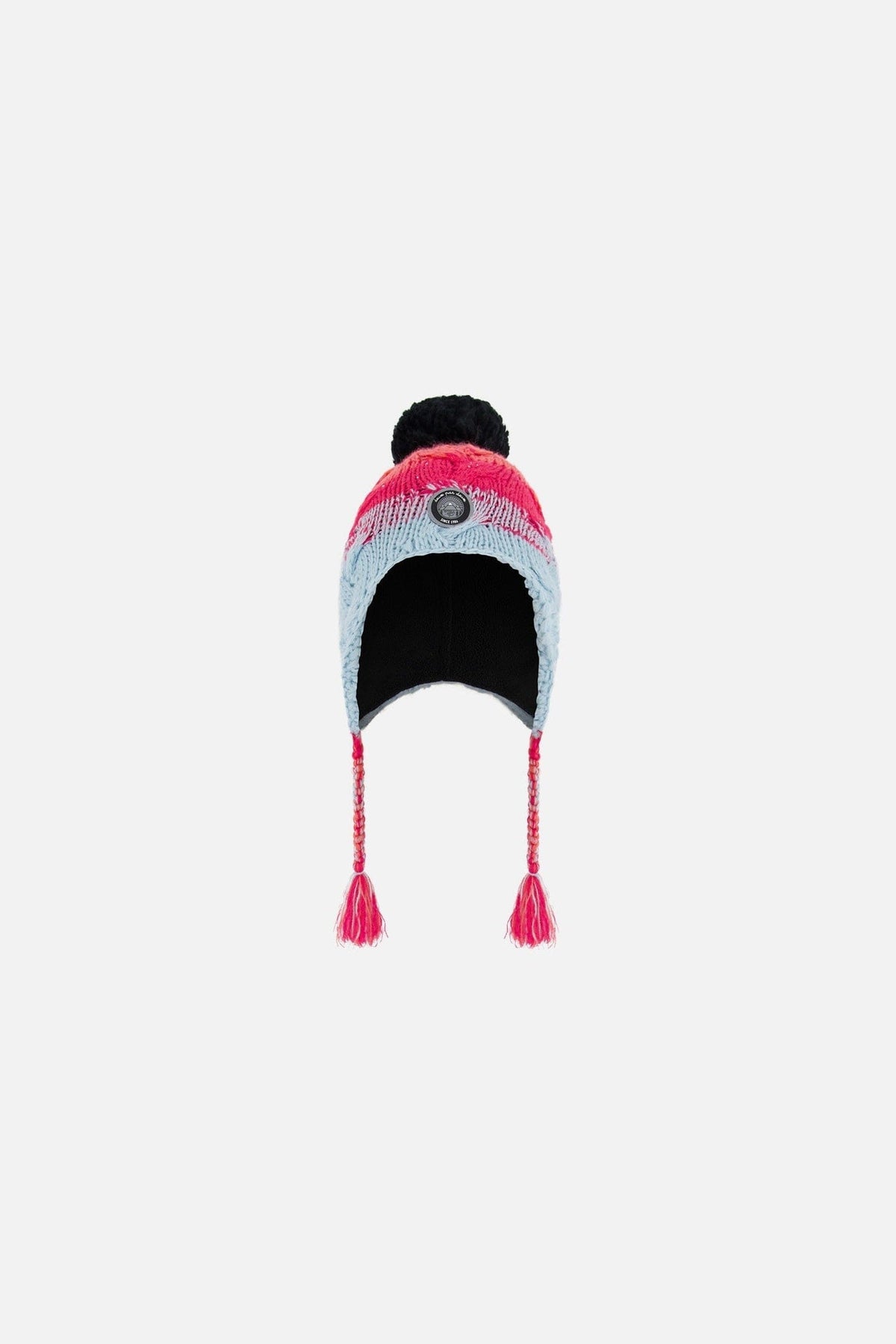 Bonnet péruvien dégradé bleu, corail et fuchsia