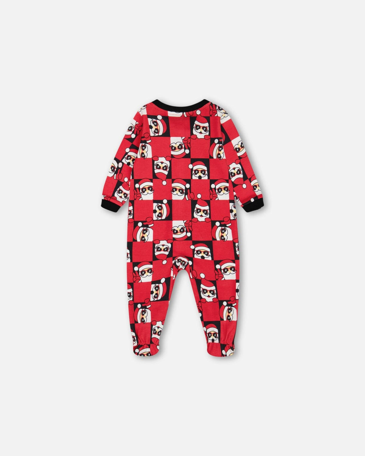 Pyjama une pièce en coton biologique rouge imprimé Père Noël