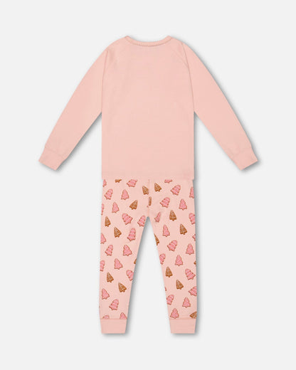 Ensemble de pyjama deux pièces en coton biologique, Rose Biscuits de Noël
