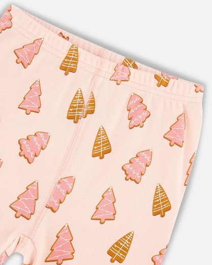 Ensemble de pyjama deux pièces en coton biologique, Rose Biscuits de Noël