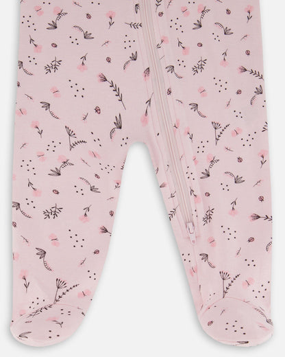 Printed Organic Cotton One-Piece Pajama Off-White And Multi Truck