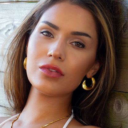 Boucles d'oreilles créoles torsadées de style GALENA en or