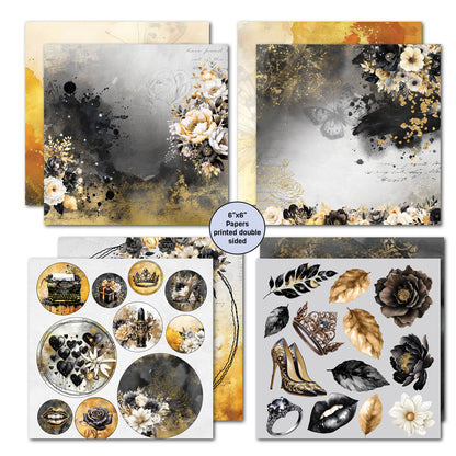 Lot de papiers Golden Ebony 6x6 de 3Quarter Designs
