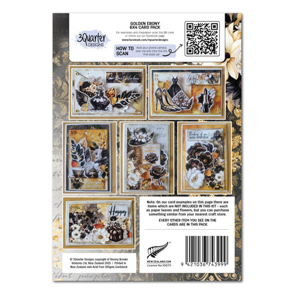3Quarter Designs Golden Ebony Lot de 6x4 cartes