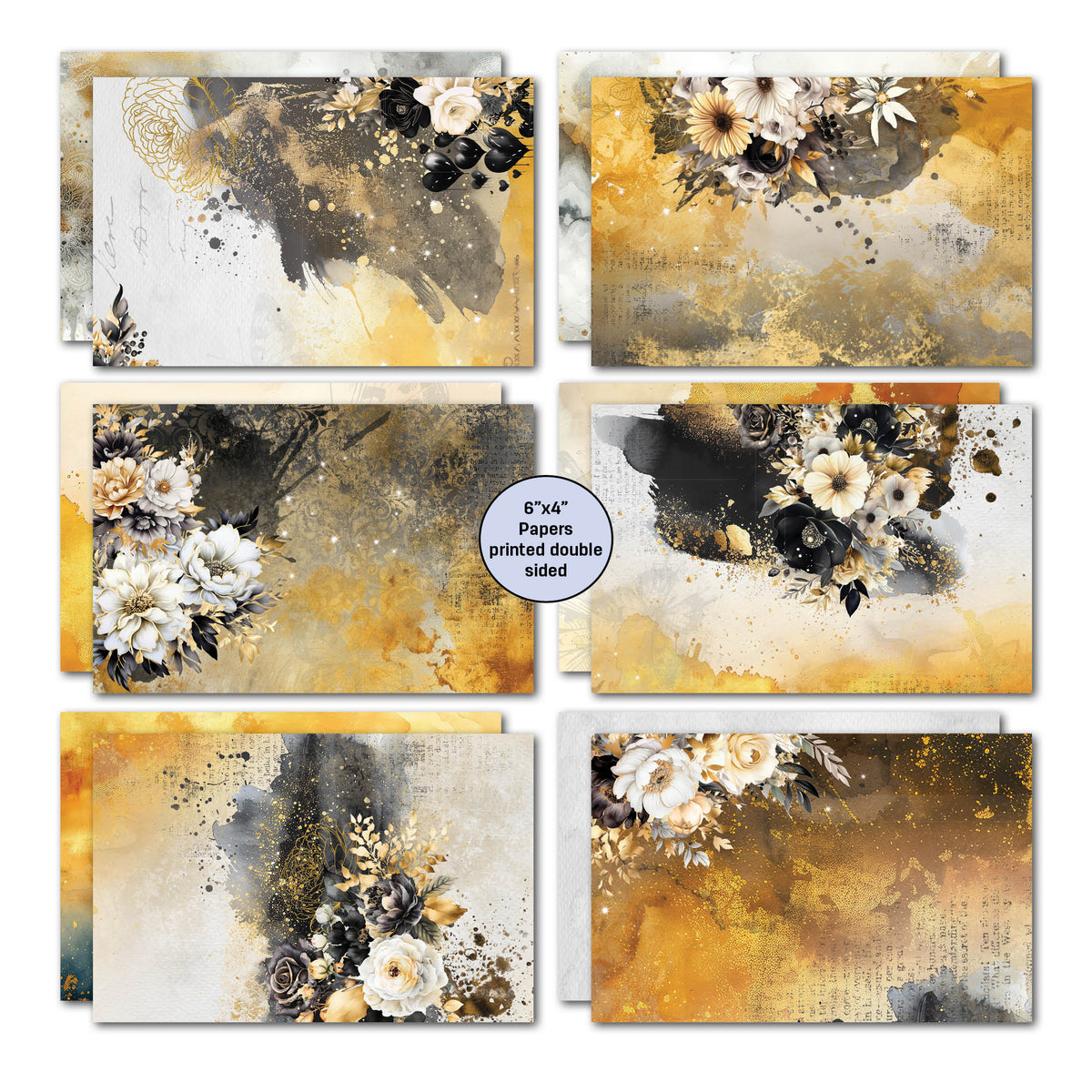 3Quarter Designs Golden Ebony Lot de 6x4 cartes