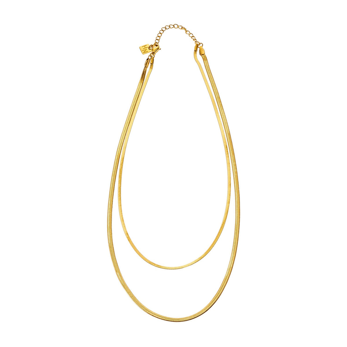 GINTA : Collier doré à 2 niveaux texturé peau de serpent