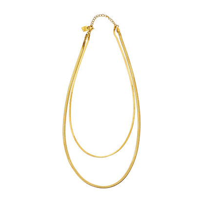 GINTA : Collier doré à 2 niveaux texturé peau de serpent