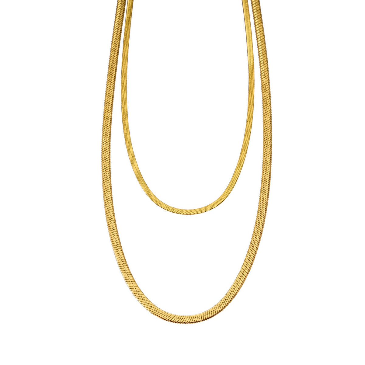GINTA : Collier doré à 2 niveaux texturé peau de serpent