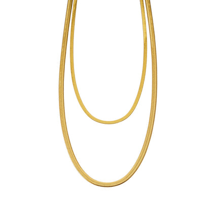 GINTA : Collier doré à 2 niveaux texturé peau de serpent