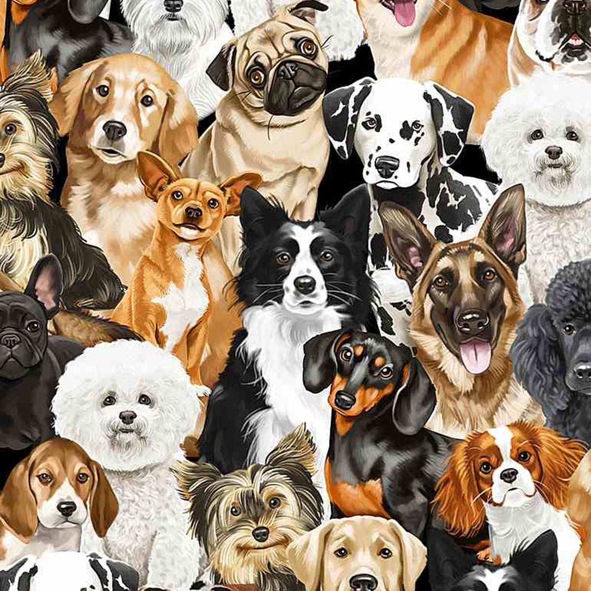 Timeless Treasures - J'aime mon chien - Réaliste emballé