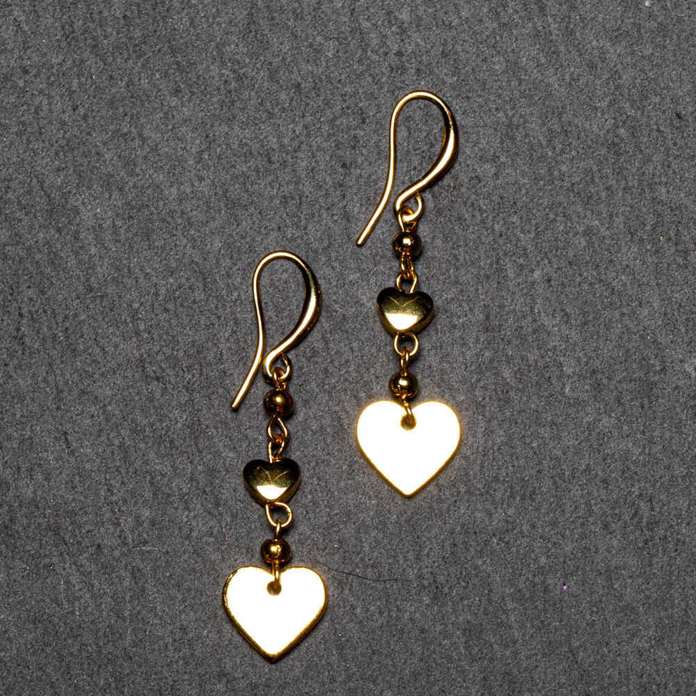 Boucles d'oreilles pendantes Cœur en plaqué or
