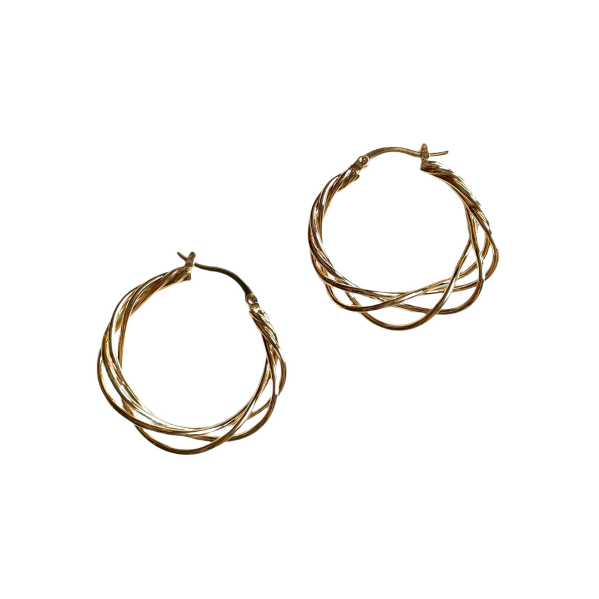 Boucles d'oreilles créoles torsadées - Plaqué or