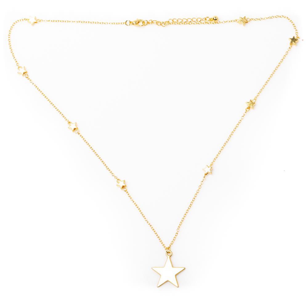 Collier Chaîne Étoile Sur Étoile Plaqué Or