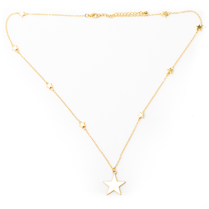 Collier Chaîne Étoile Sur Étoile Plaqué Or