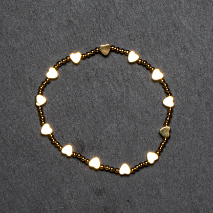 Bracelet Élastique Cœur Plaqué Or