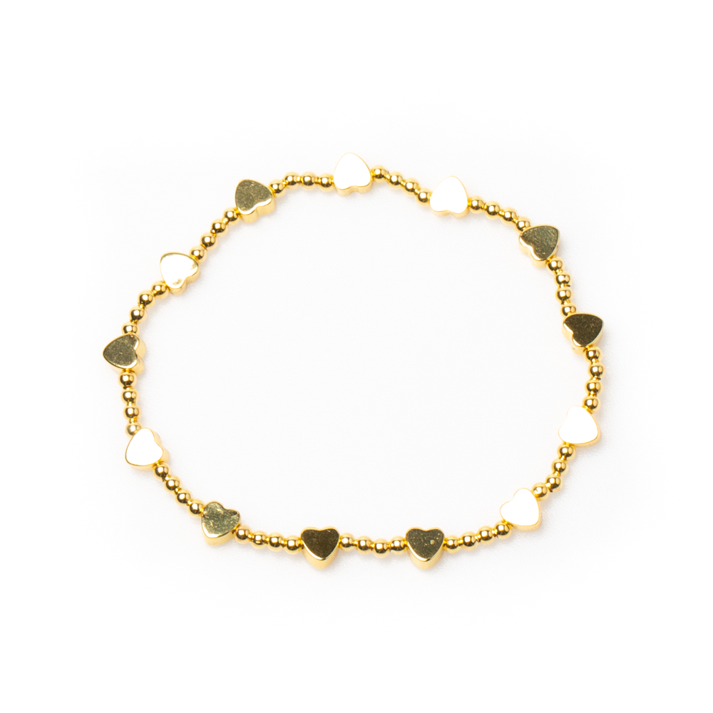 Bracelet Élastique Cœur Plaqué Or