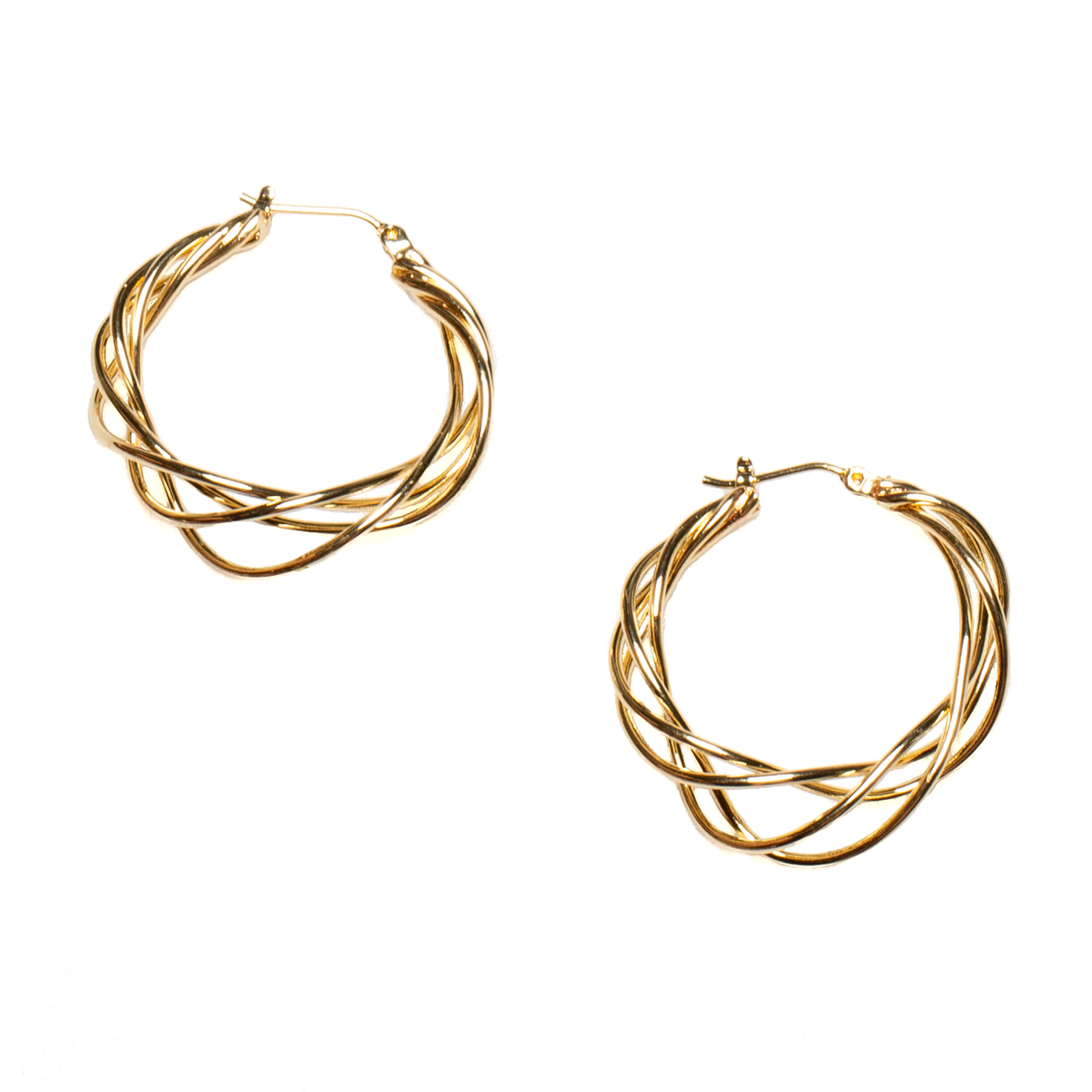 Boucles d'oreilles créoles torsadées - Plaqué or