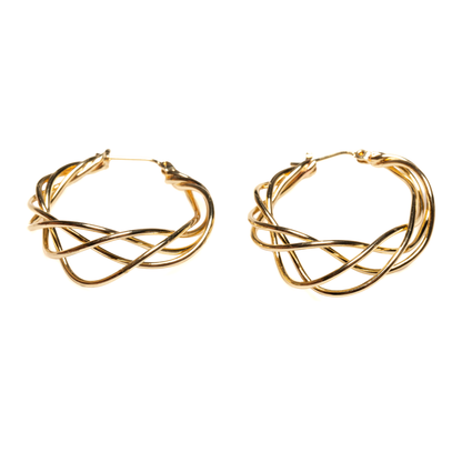Boucles d'oreilles créoles torsadées - Plaqué or