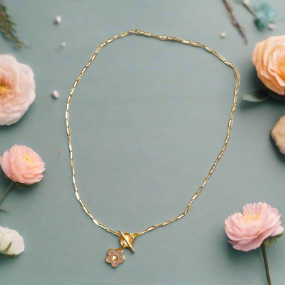 Chainlink Necklace With Mother Of Pearl Charm