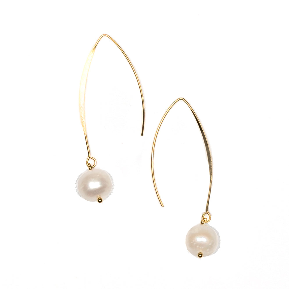 Pearl Hook Earrings - Gold Plate