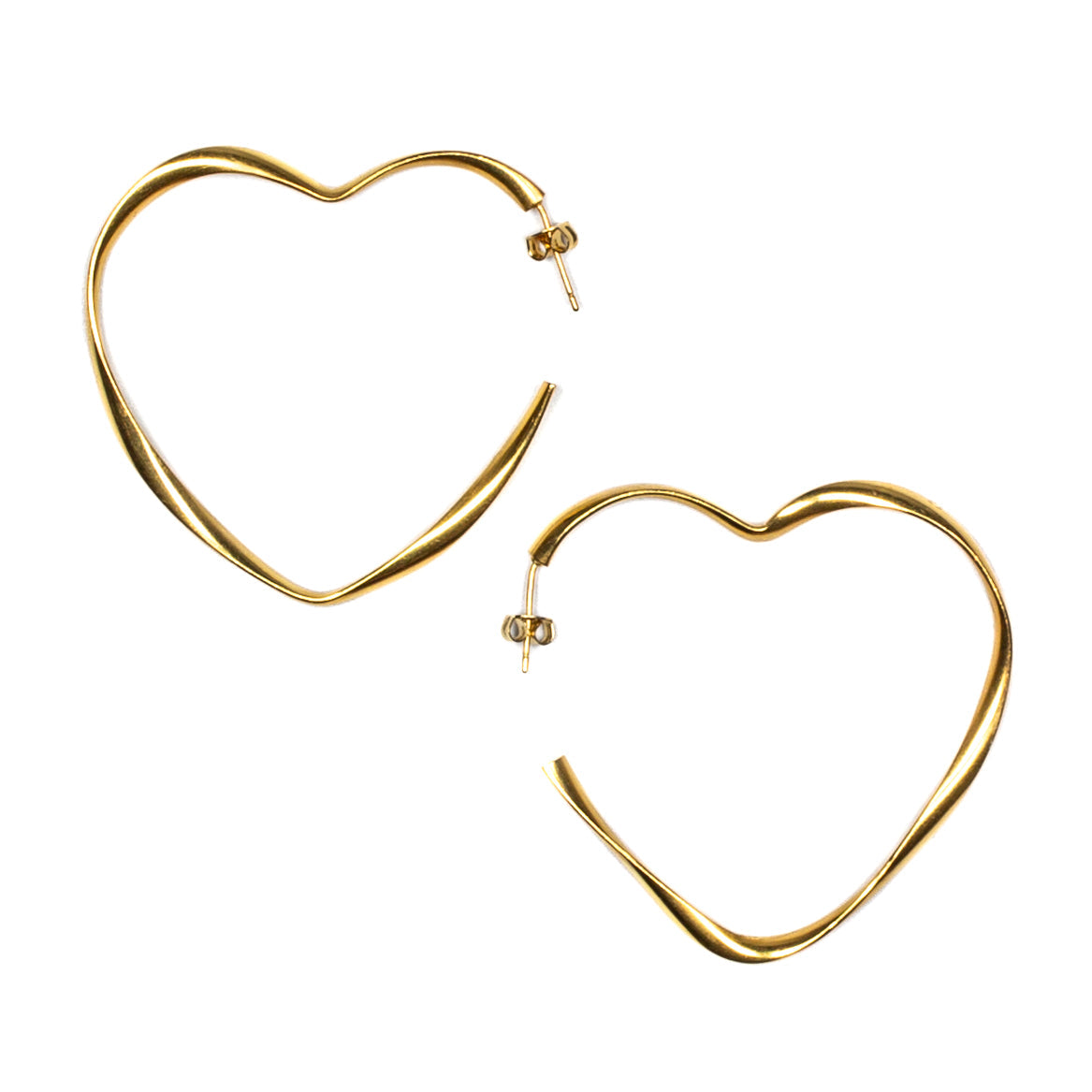 Grandes boucles d'oreilles créoles cœur - Plaqué or