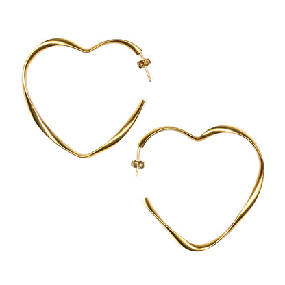Grandes boucles d'oreilles créoles cœur - Plaqué or