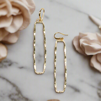 Rectangular Drop Earrings - Gold Plate