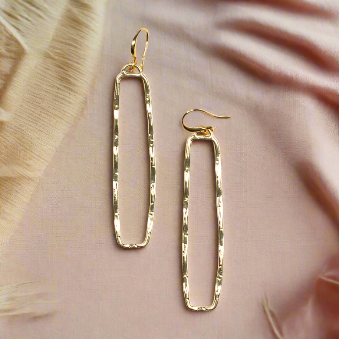 Rectangular Drop Earrings - Gold Plate