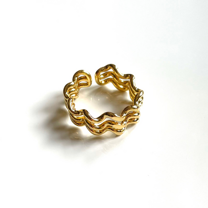 Bague Vague Triple Rang – Plaqué Or