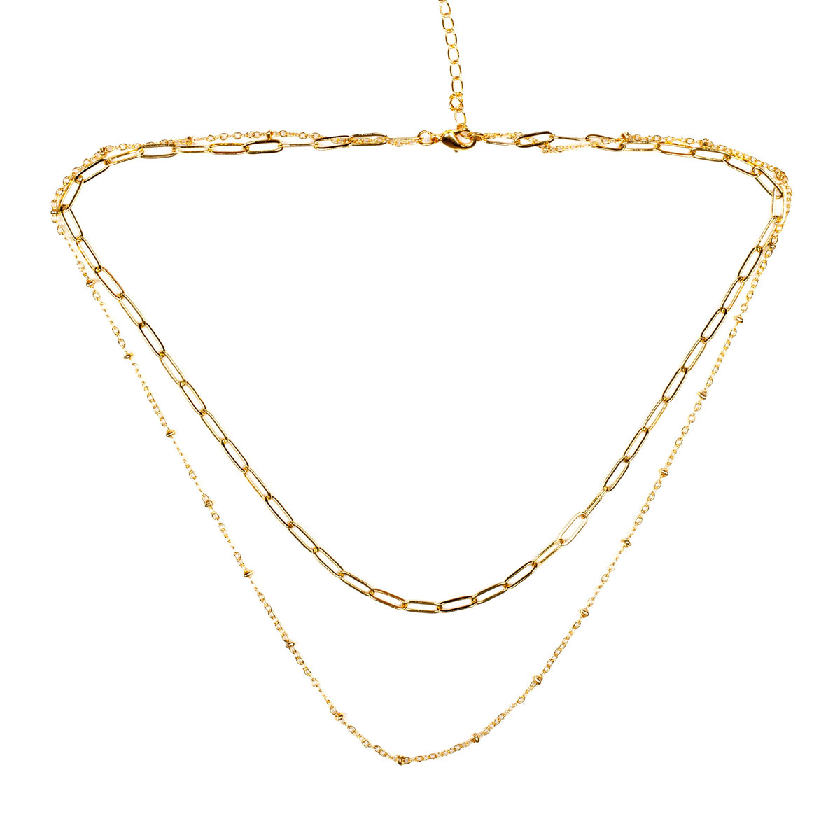 Double Chain Necklace- Gold Plate